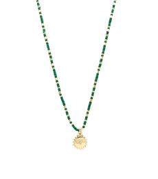 Green Gold Sun Seed Bead Necklace
