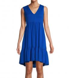 Royal Blue Solid Tiered Dress