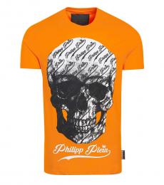 Philipp Plein Orange Graphic Logo T-Shirt
