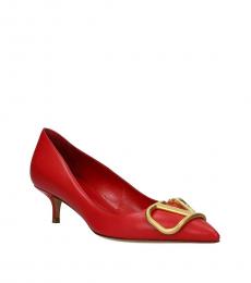 Valentino Garavani Red Front Logo Leather Heels