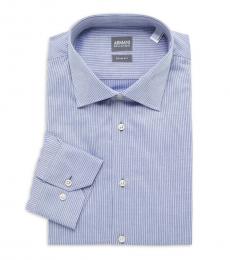 Armani Collezioni Blue Striped Slim-Fit Dress Shirt