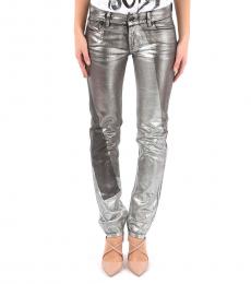Silver Metallic Effect Jeans