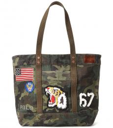 Ralph Lauren Camo Tiger-Patch Large Tote