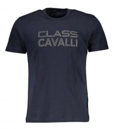 Cavalli Class Navy Blue Logo Graphic T-Shirt