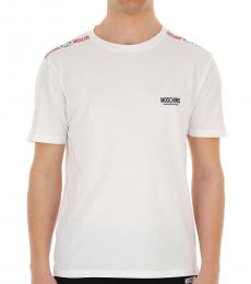 Moschino White Logo Bands Crewneck T-Shirt