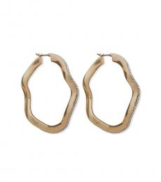 DKNY Golden Crystal Wavy Hoop Earrings