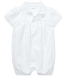 Ralph Lauren Baby Girls White Bubble Shortall