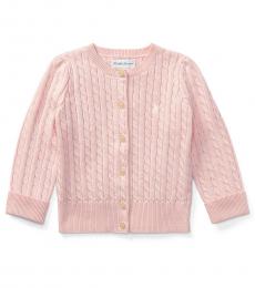 Ralph Lauren Baby Girls Pink Cable-Knit Cardigan