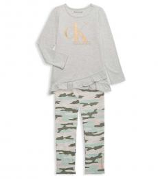 Calvin Klein 2 Piece Top/Camo Legging Set (Little Girls)