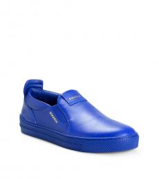 Versace Royal Blue Logo Print Loafers