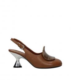 Marni Brown Slingback Leather Heels