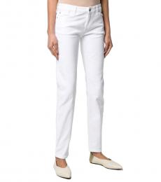 Emporio Armani White Mid-Rise Tapered-LegJjeans