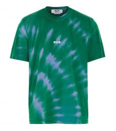 Marcelo Burlon Green Tie-Dye Logo T-Shirt