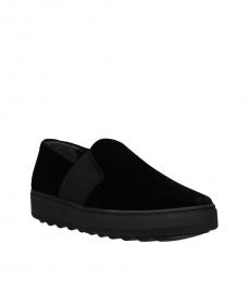 Black Velvet Slip On Sneakers