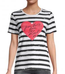 White Striped Heart T-Shirt