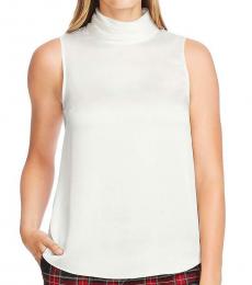 Vince Camuto Pearl Ivory Satin Mock Neck Top