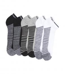 Black 6 Pack Athletic Liner Ankle Socks
