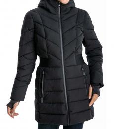 Michael Kors Black 3/4 Puffler Coat