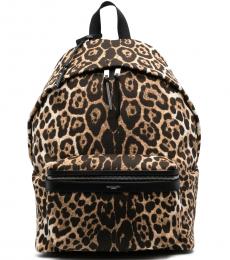 Saint Laurent Leopard Print Large Backpack