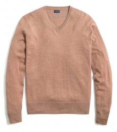 Brown merino wool-blend V-neck sweater