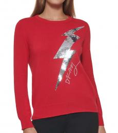 DKNY Red Embellished Sweater