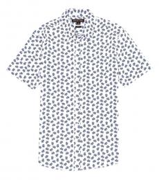 Michael Kors White Slim-Fit Spaced Floral Print Shirt