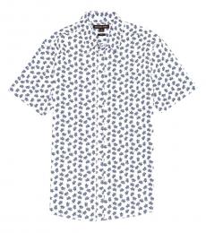 Michael Kors White Slim-Fit Spaced Floral Print Shirt