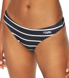 Karl Lagerfeld Black Stripe Bikini Bottom