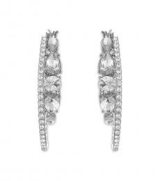Silver Crystal Split Hoop Earrings