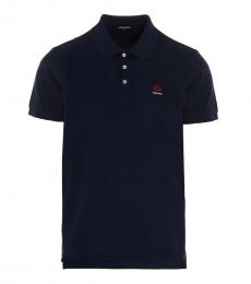 Dsquared2 Navy Blue Leaf Tennis Polo