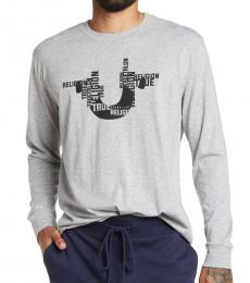 True Religion Grey Stacked Logo Long Sleeve T-Shirt