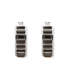 DKNY Silver Grey Stone Hoop Earrings