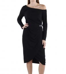 Ralph Lauren Black Off-Shoulder Wrap Dress