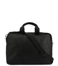 Emporio Armani Black Solid Large Briefcase Bag