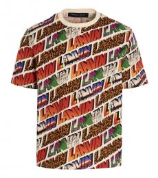 Lanvin Multicolor All Over Logo Print T-Shirt