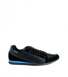 Versace Jeans Couture Black Leather Mesh Sneakers