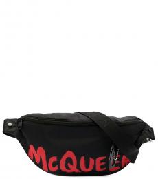 Alexander McQueen Black Graffiti Logo Large Crossbody Bag