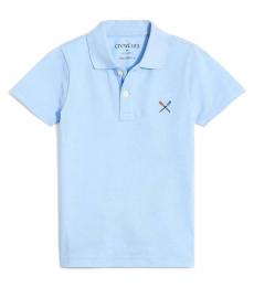 J.Crew Boys Cerulean Pique Embroidered Polo