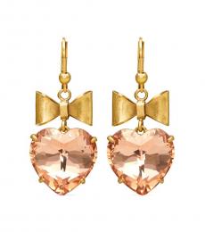 Tory Burch Brass-Pale Papaya Heart & Bow Earrings
