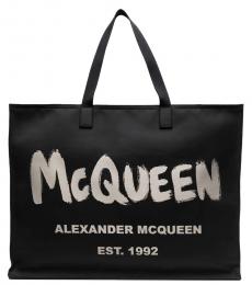 Alexander McQueen Black Logo Large Tote