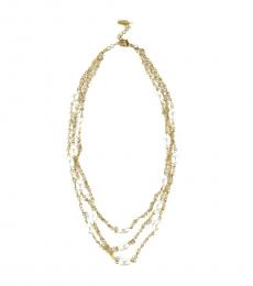 Golden Beaded Pearl Necklace