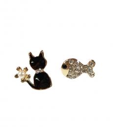 Betsey Johnson Black Exquisite Fish Crystal Earrings