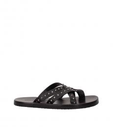 Dsquared2 Black Studded Leather Slides