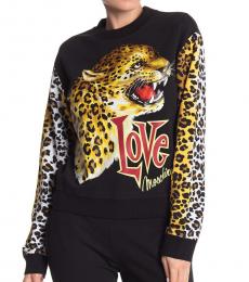 Love Moschino Black Yellow Cheetah Print Sweatshirt