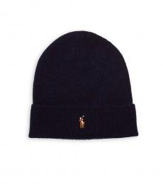 Ralph Lauren Cruise Navy Wool Cuffed Beanie