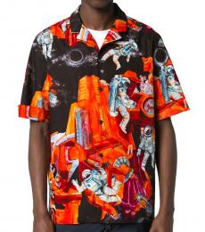 Valentino Garavani Multi Color Space Print Cotton Shirt