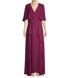 BCBGMaxazria Grape V-Neck Flounce Maxi Dress