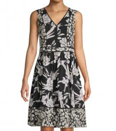 Karl Lagerfeld Black Floral-Print A-Line Dress