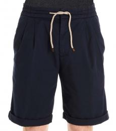 Brunello Cucinelli Navy Blue Double Pence Bermuda
