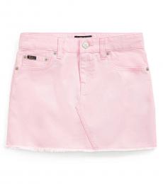 Ralph Lauren Girls Carmel Pink Wash Denim Skirt